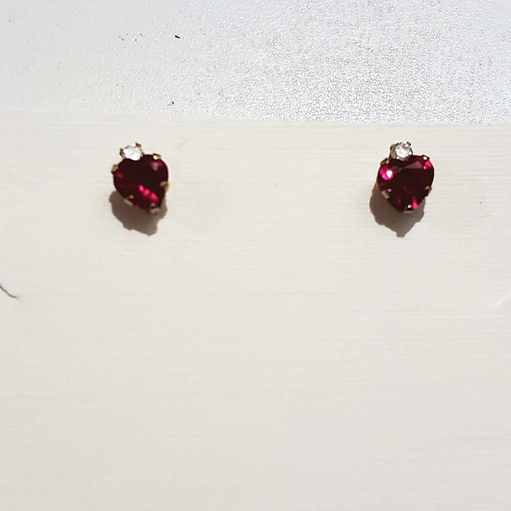 10K Yellow Gold Ruby Diamond Stud Earrings